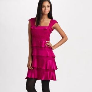Nanette Lepore Silk Ruffle Cocktail Dress NWT Pink Fuchsia Barbie Magenta